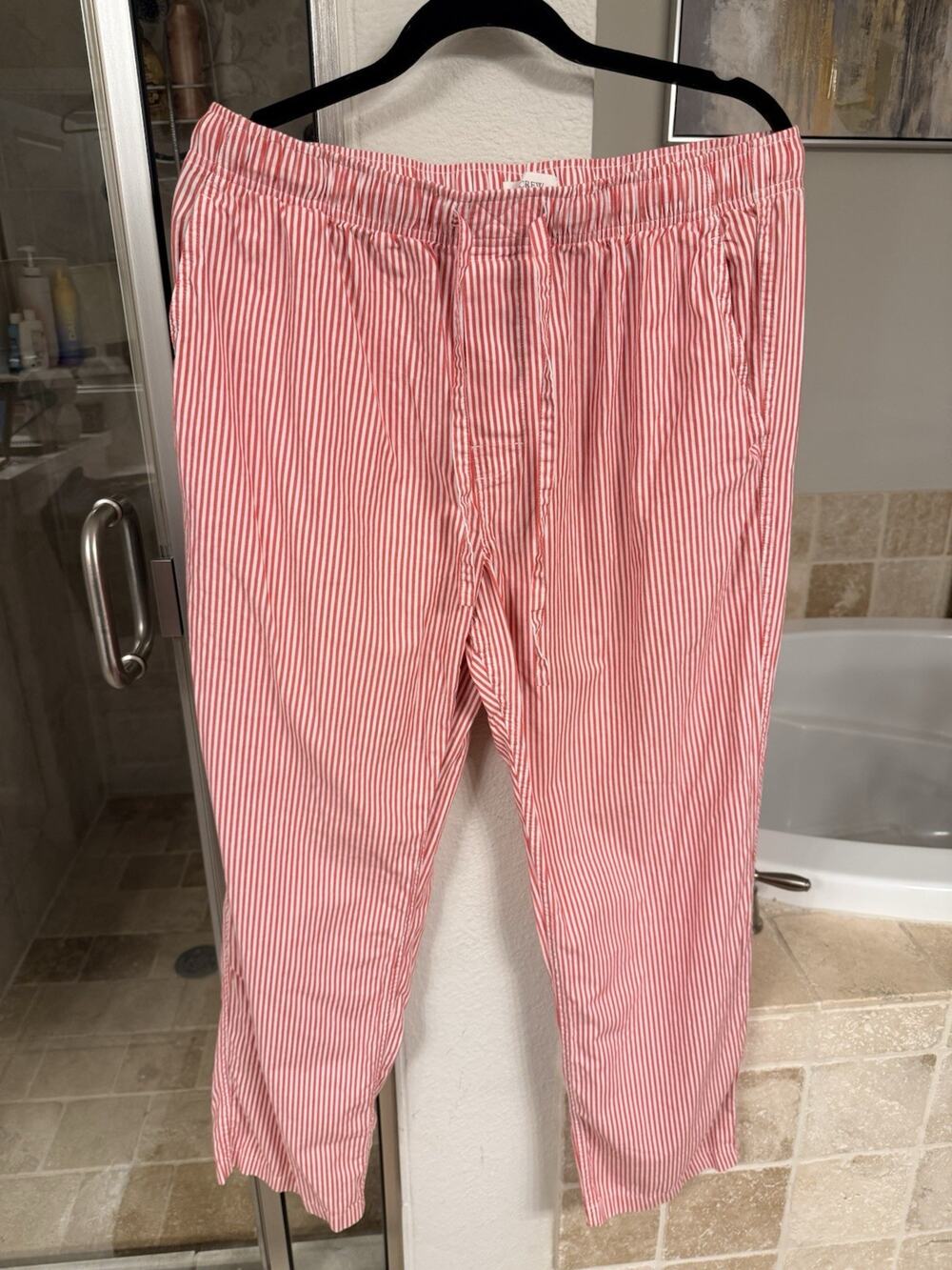 J.Crew Red White Striped Pajama Lounge Pants Women’s Large Cotton Drawstring
